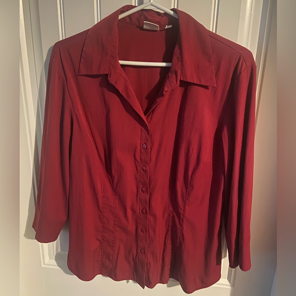 Women's Cleo Maroon Button-Up Blouse size medium
